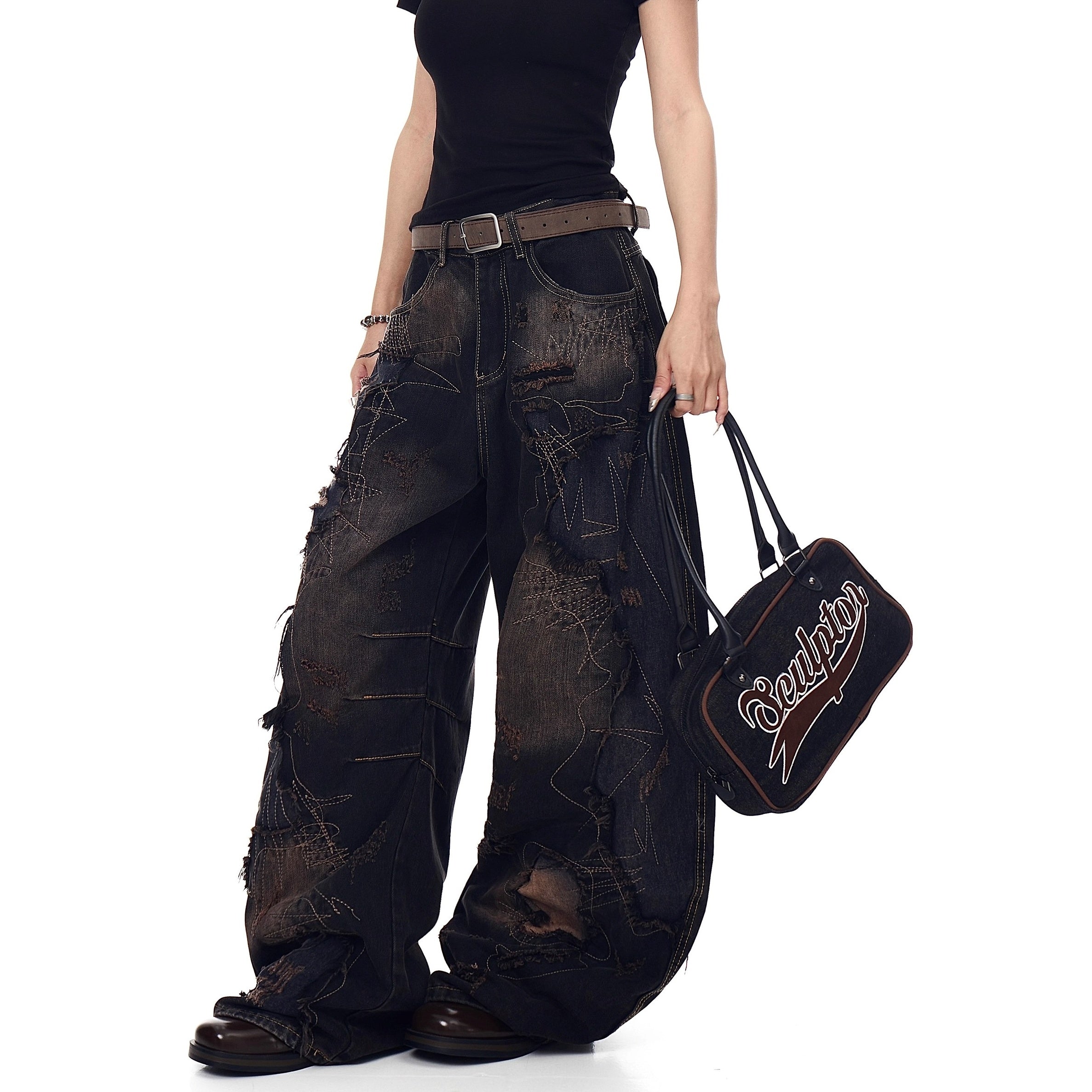 Raw Edge Deconstruction Scimitar Jeans BK7037