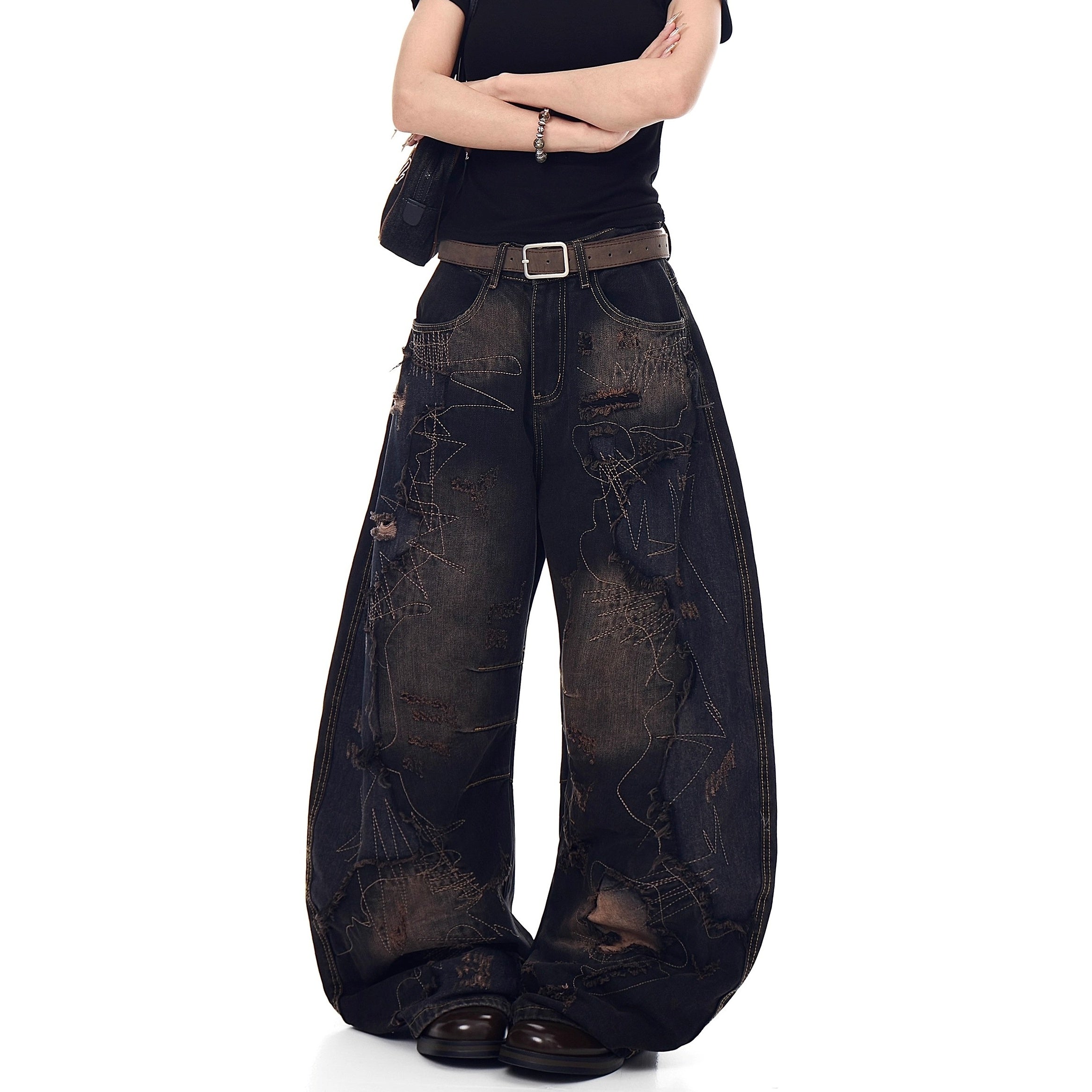 Raw Edge Deconstruction Scimitar Jeans BK7037