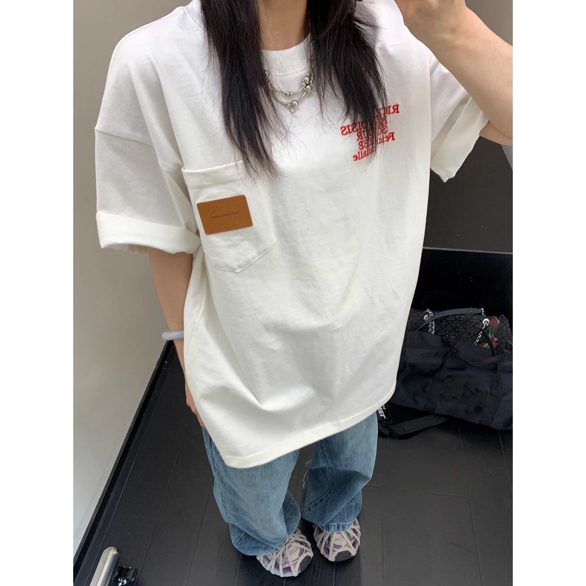 Embroidery & Print Pocket T-shirt OS2009