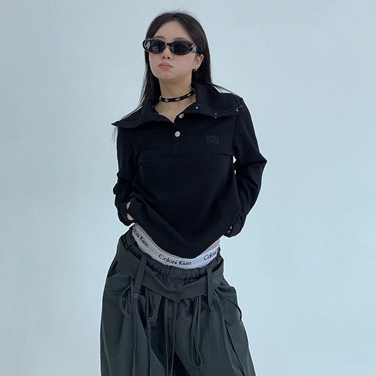 2Way High-Neck Slim Long Sleeve Cutsew OS2038