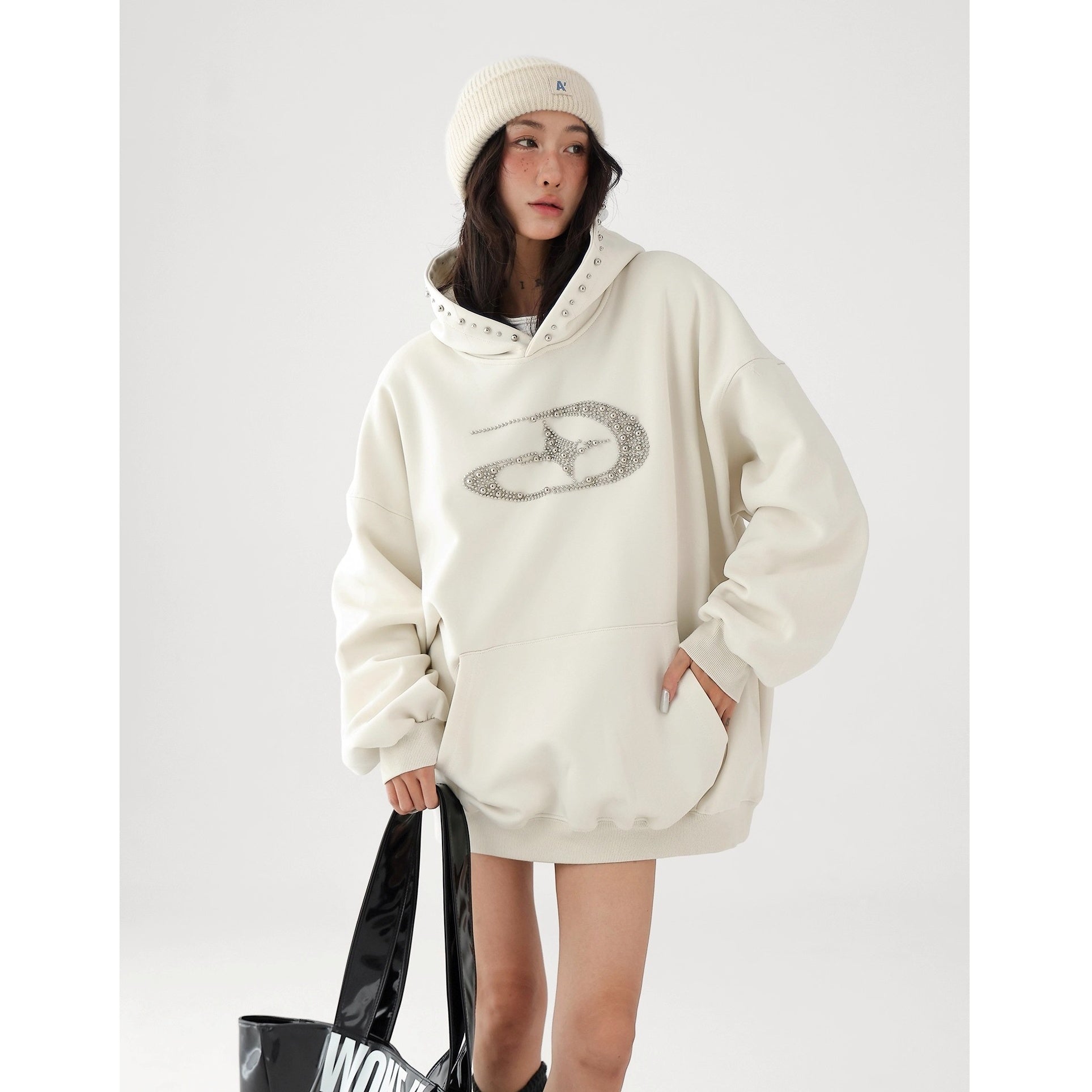 Bead Stitch Loose Sweat Hoodie AC7015