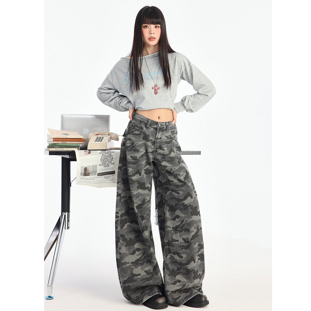 Camouflage Loose Straight Pants MW10162