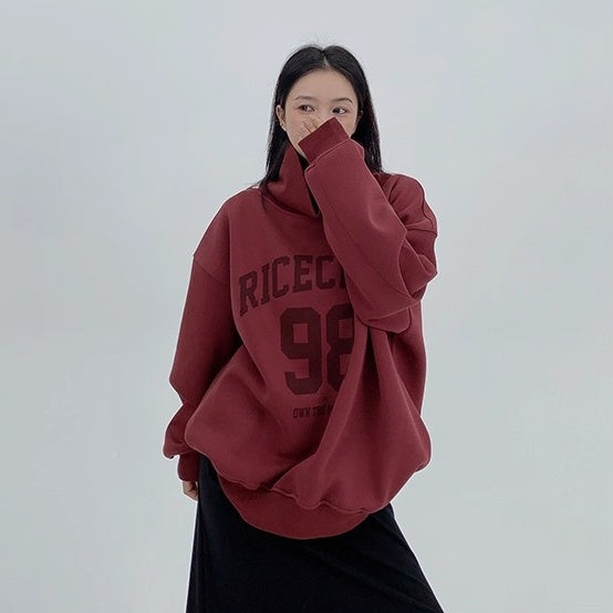 Turtleneck Number Logo Oversize Sweat OS2069