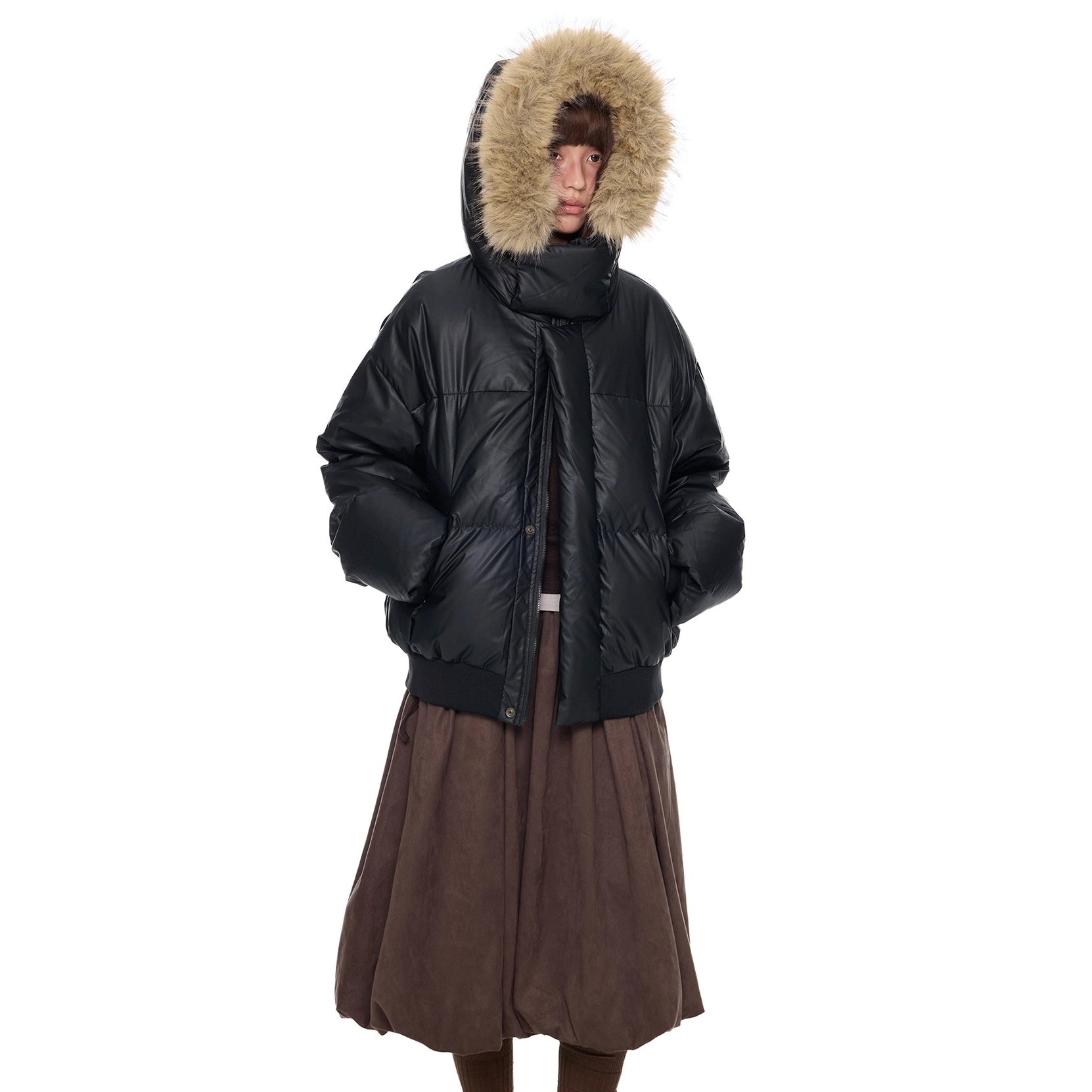 Volume Fur Collar Hooded Down Jacket EZ295