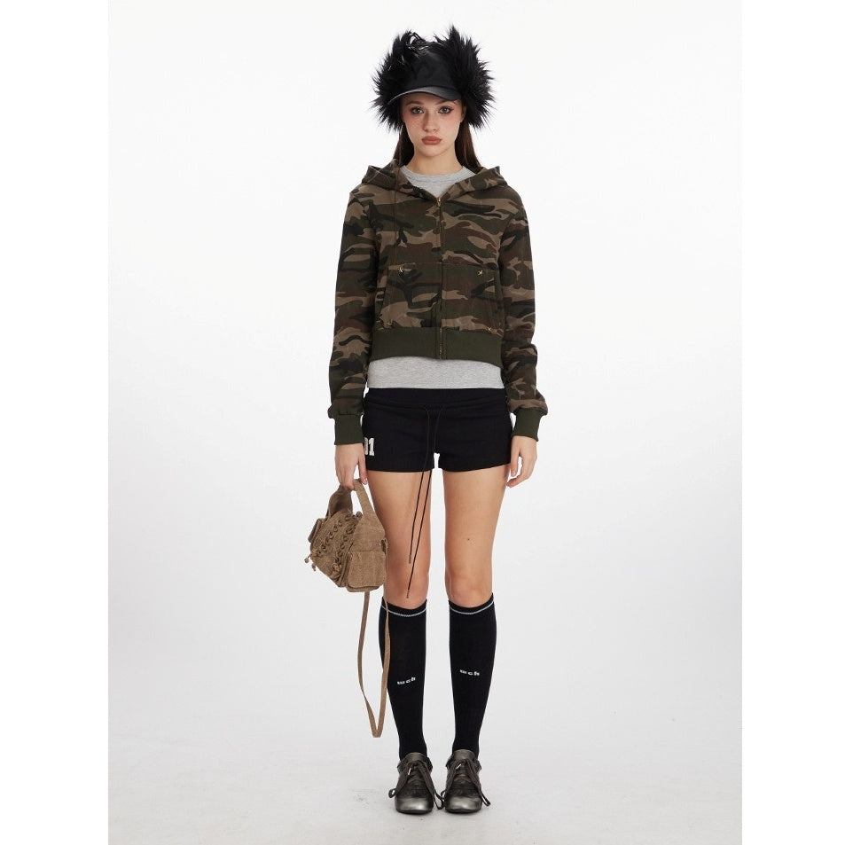 Camouflage Cropped Hooded Jacket NR7010