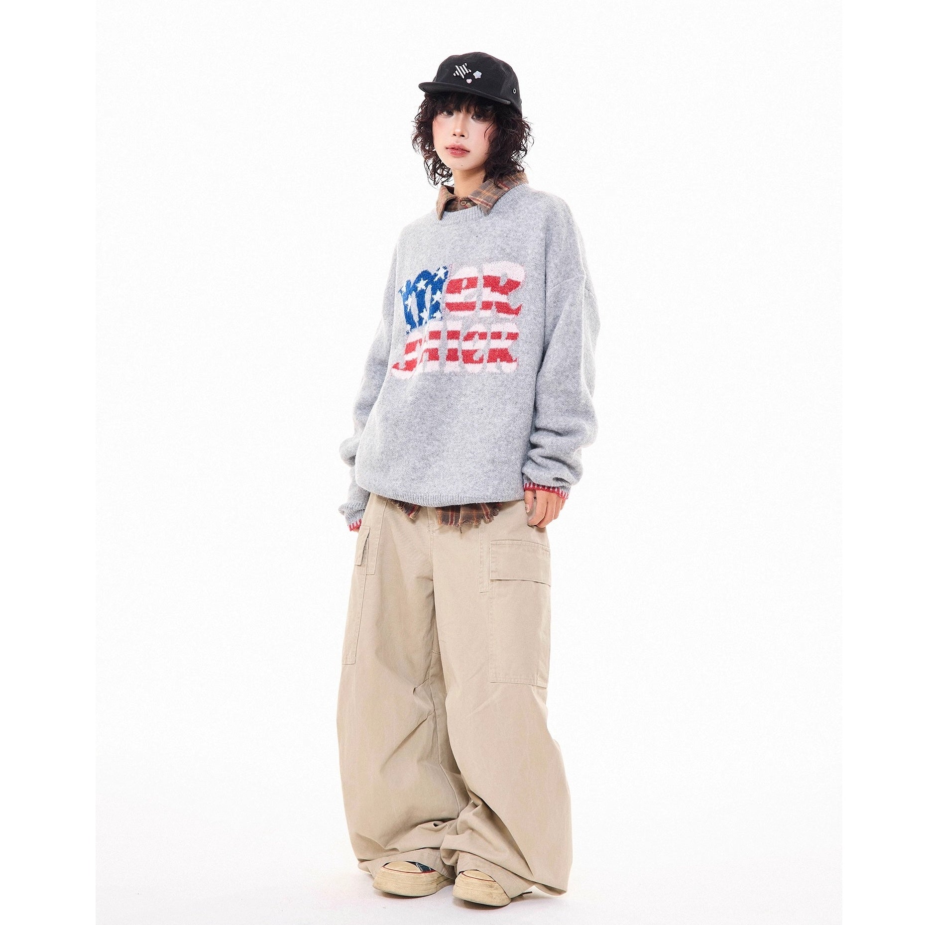American Retro Letter Knitted Sweater MW10277