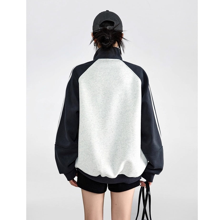 Stand-Collar Sports Sweat Zip Jacket IC9117