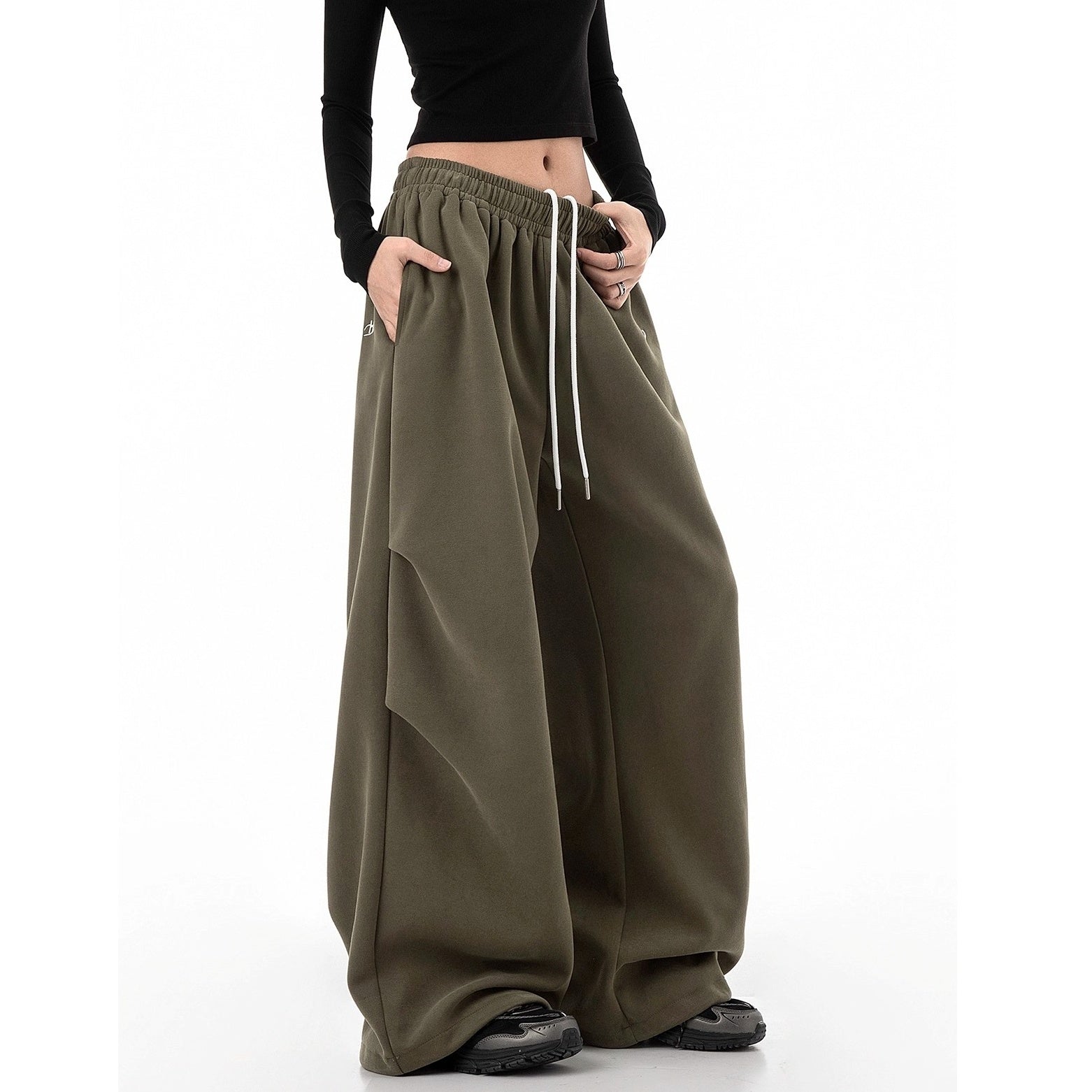 Tuck Drape Wide-leg Sweat Pants IC9116