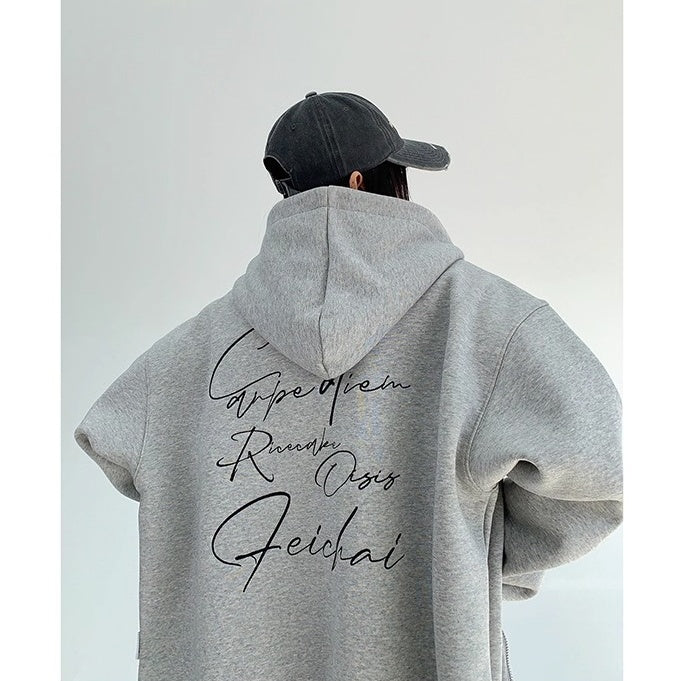 Back Letter Embroidery Hooded Jacket OS2051