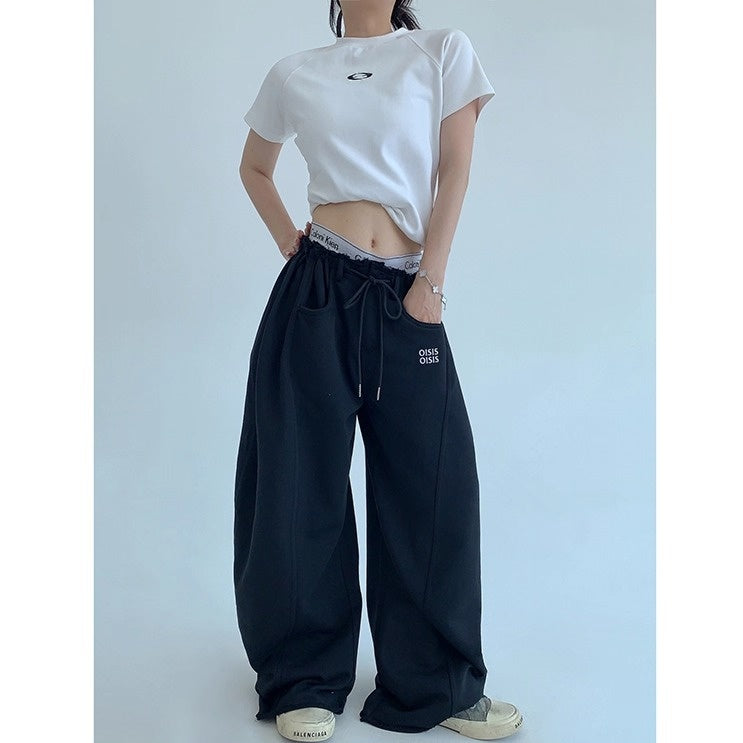 Raw Edge Wide-leg Sweat Pants OS2052