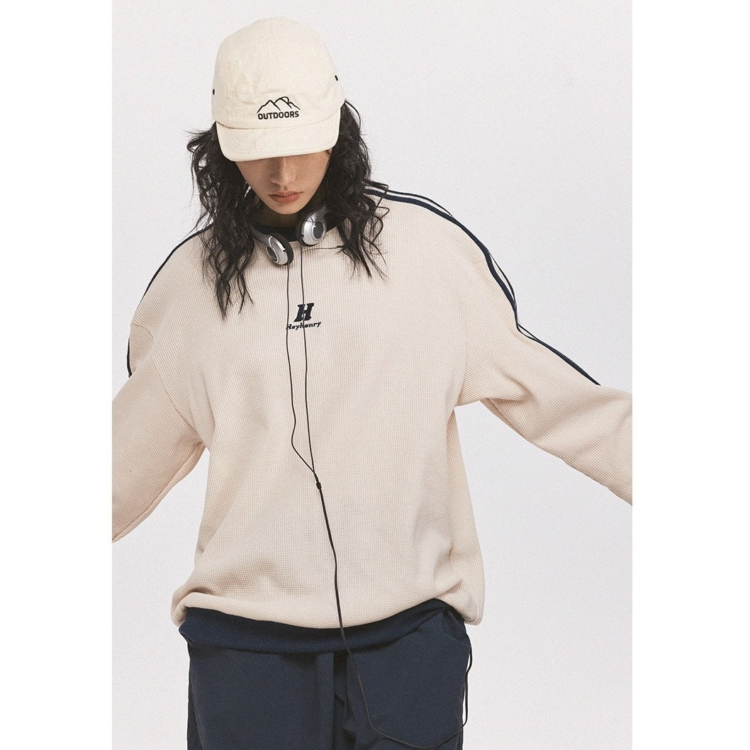 Line Sleeve Waffle Long Sleeve T-Shirt HH7001