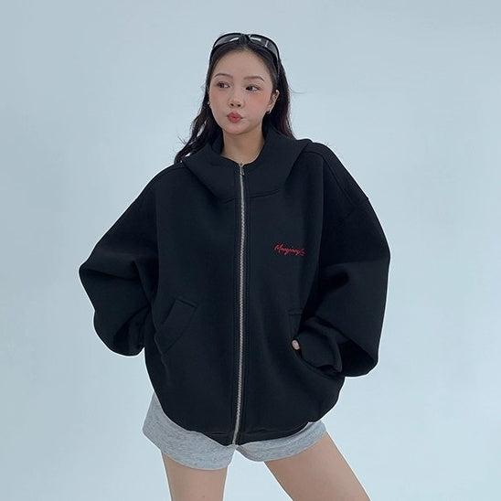 Embroidery Loose Vintage Short Hooded Jacket OS2027