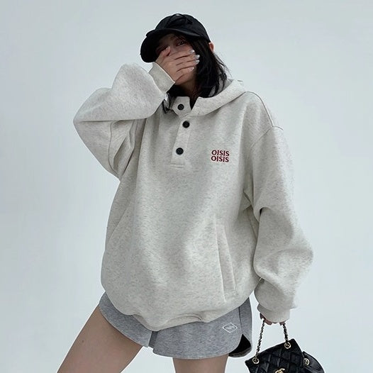Half-Button Relaxation Hoodie OS2032