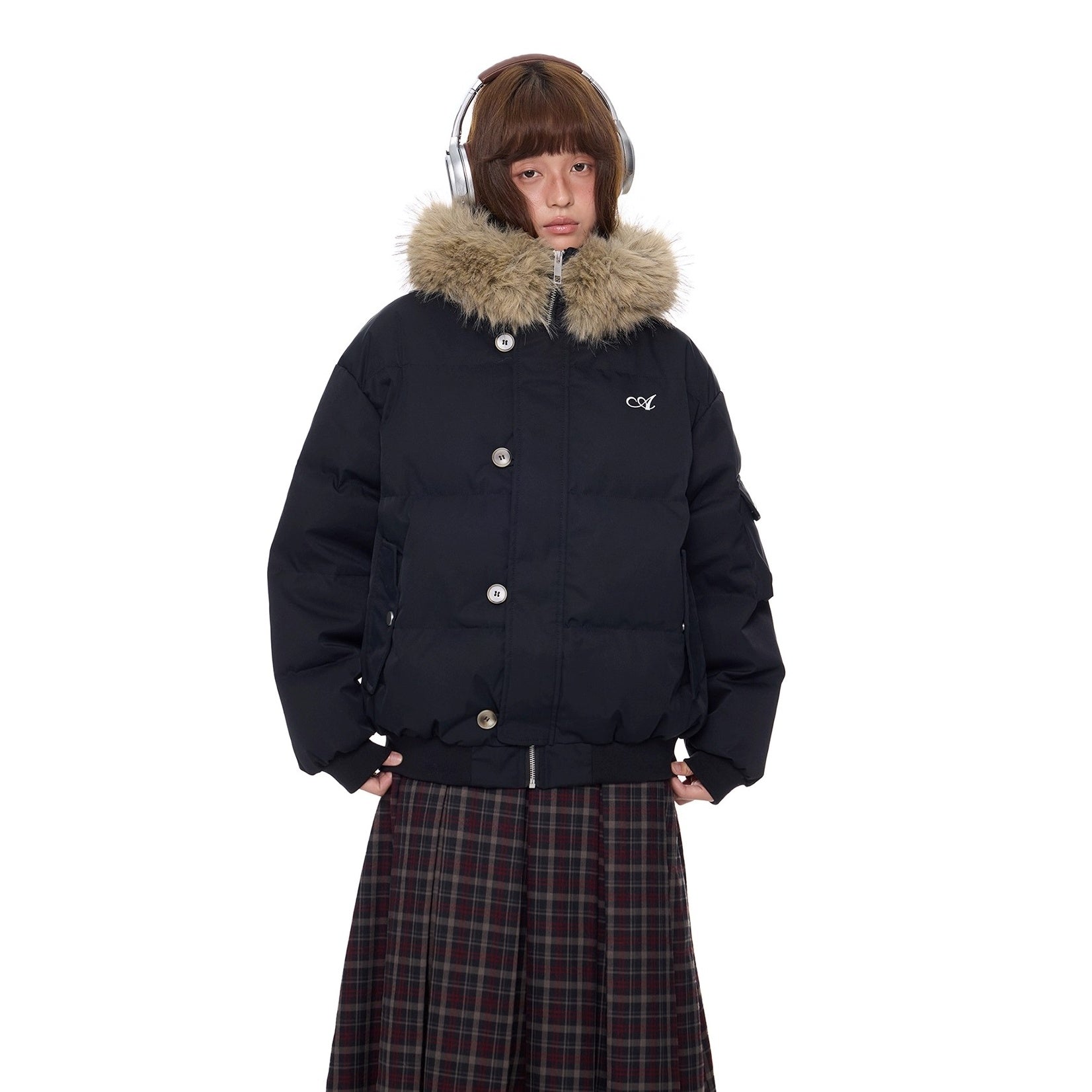 Large Fur Collar Hooded Down Jacket EZ301