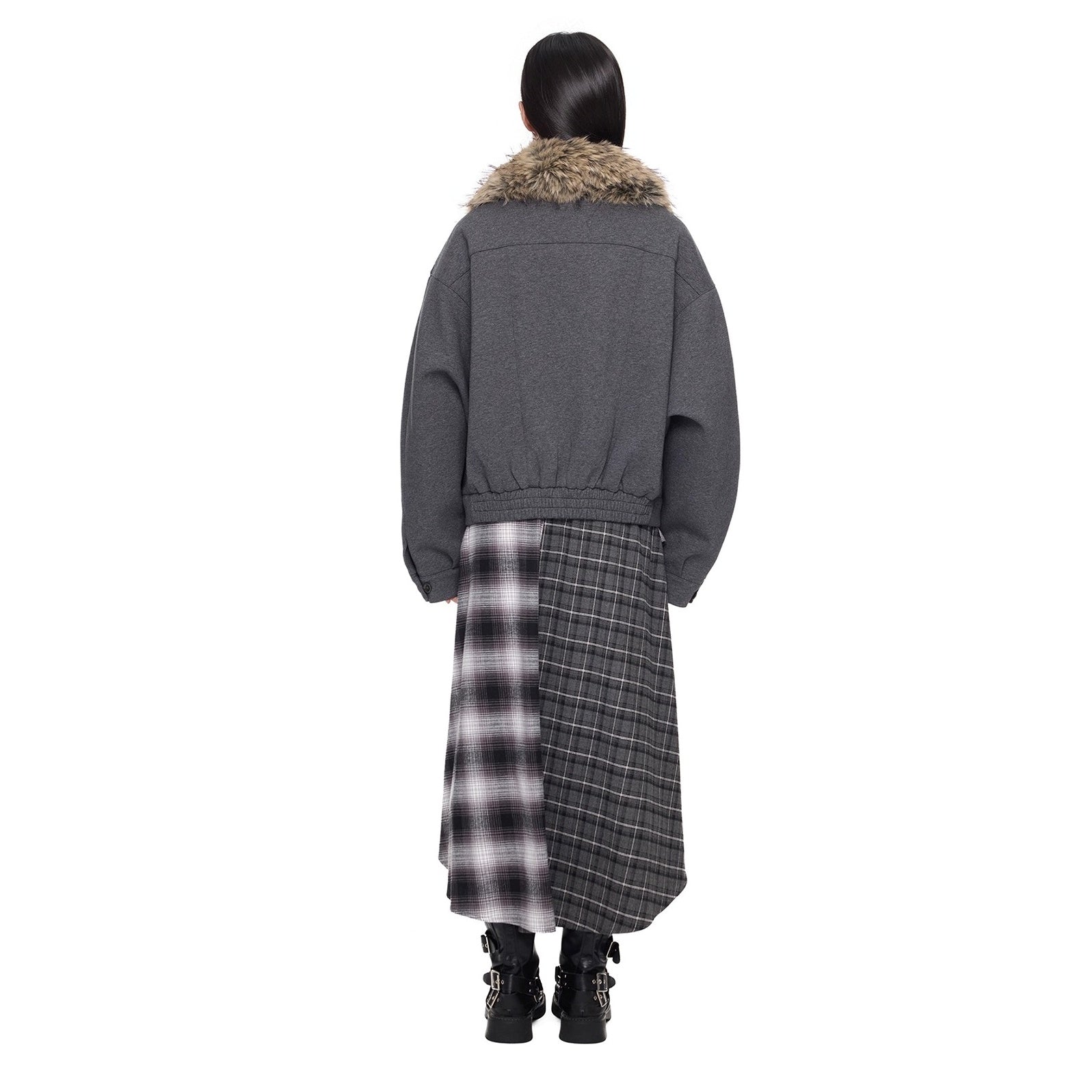 Fur Neck Pocket Cropped Jacket EZ285