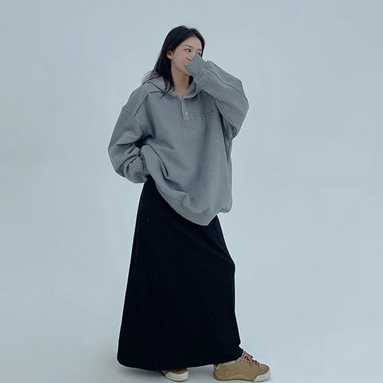 Knit Patchwork Design Oversize Hoodie OS2066