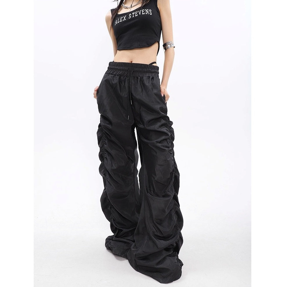 Side Gather High-waisted Loose Long Pants MW10256