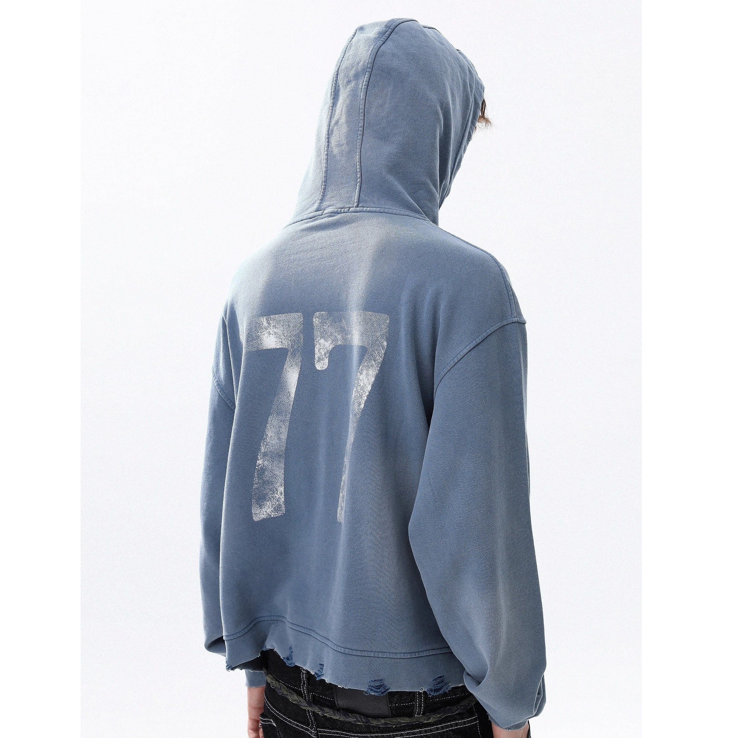 RhineStone Letter Print Damage Hoodie MR8025