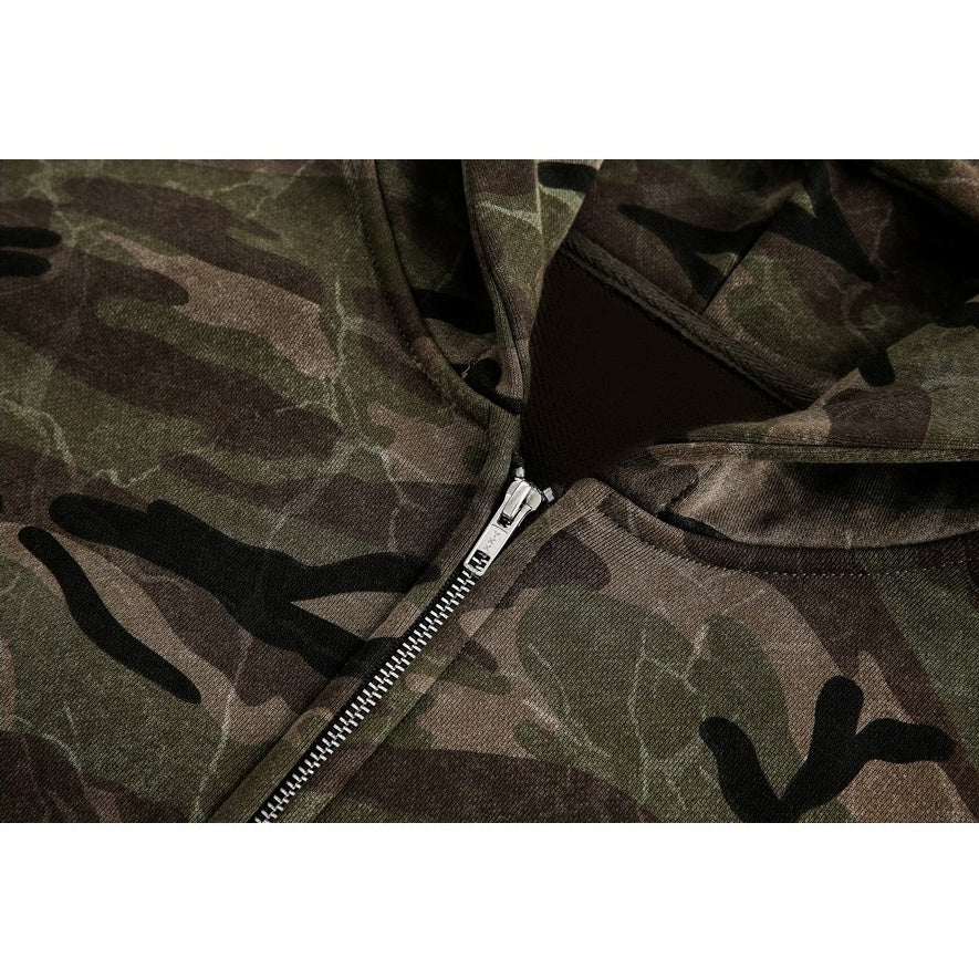Wash Camouflage Hooded Sweat Jacket MW10309