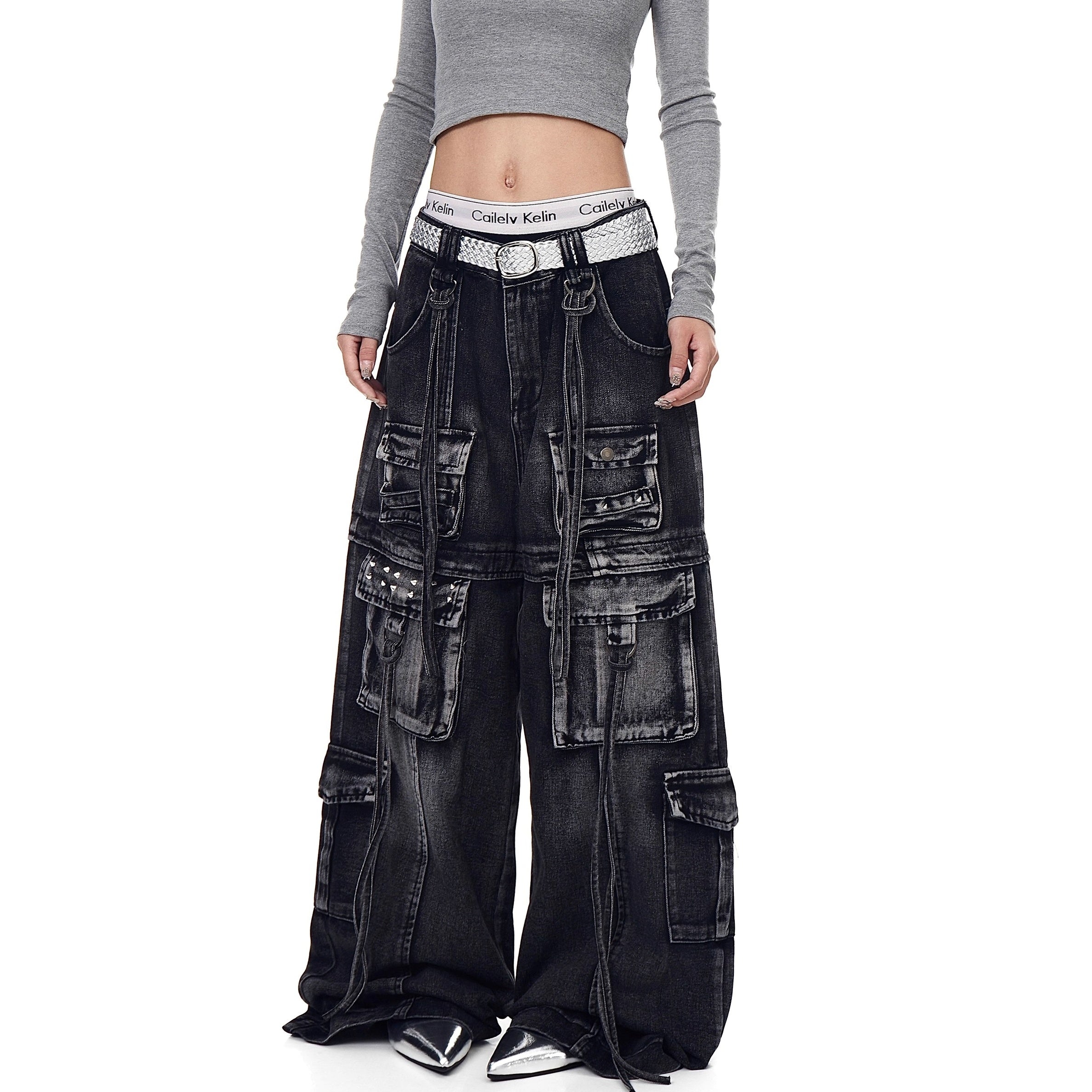 Washed Heavy Industry Cargo Jeans BK7009