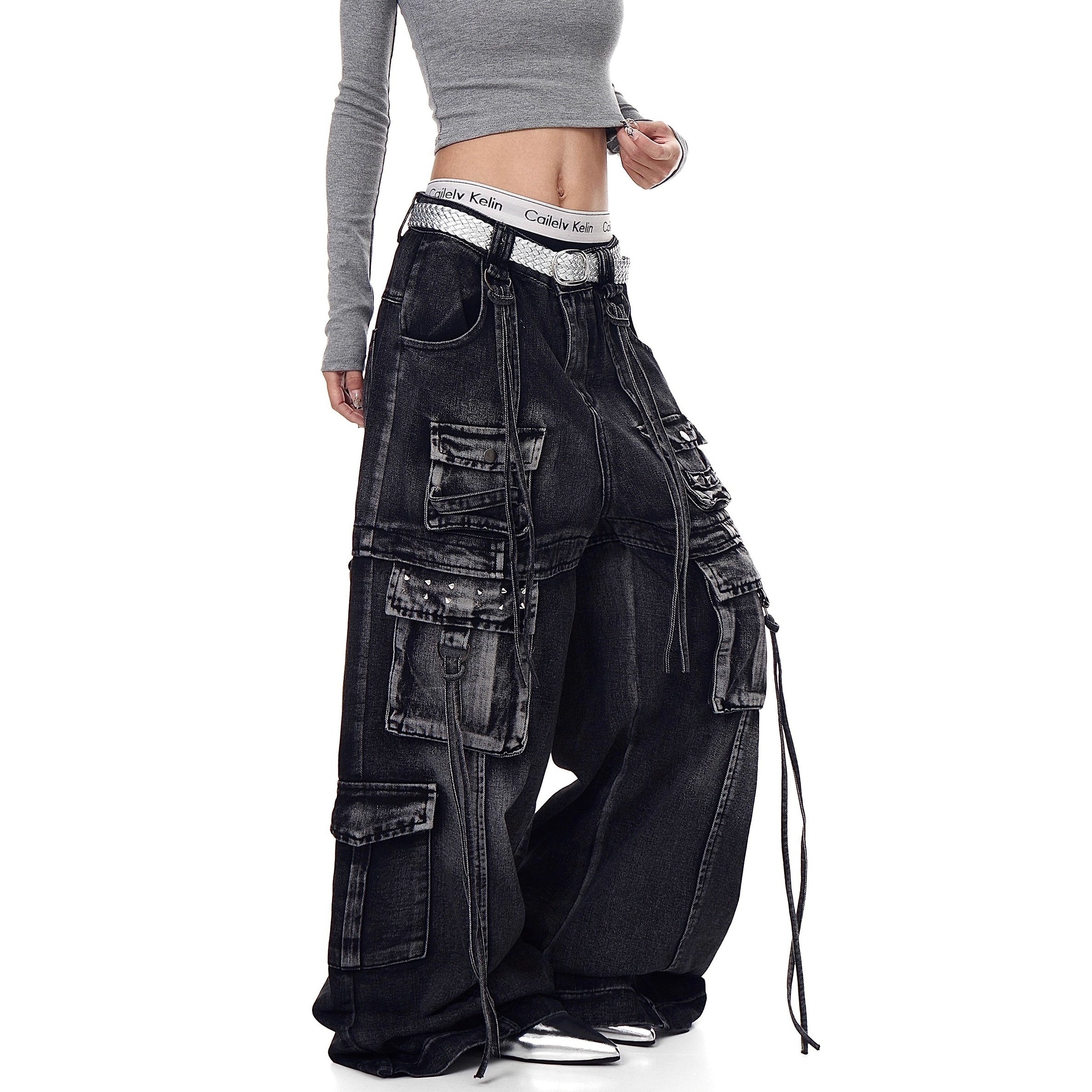 Washed Heavy Industry Cargo Jeans BK7009