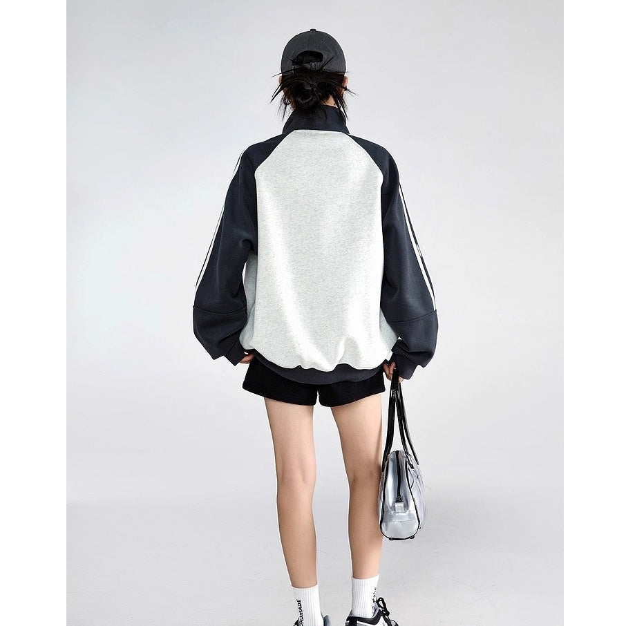 Stand-Collar Sports Sweat Zip Jacket IC9117