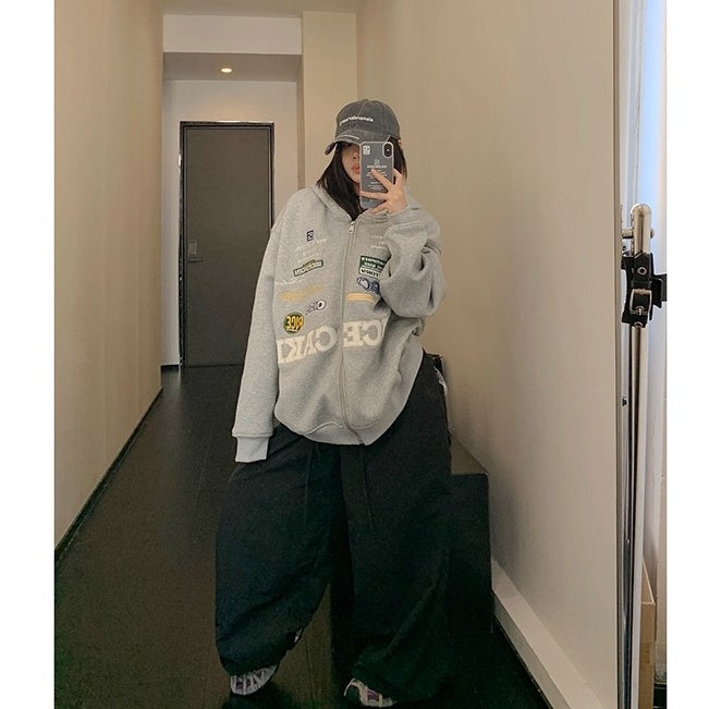 Racing Style Embroidery Hooded Jacket OS2047