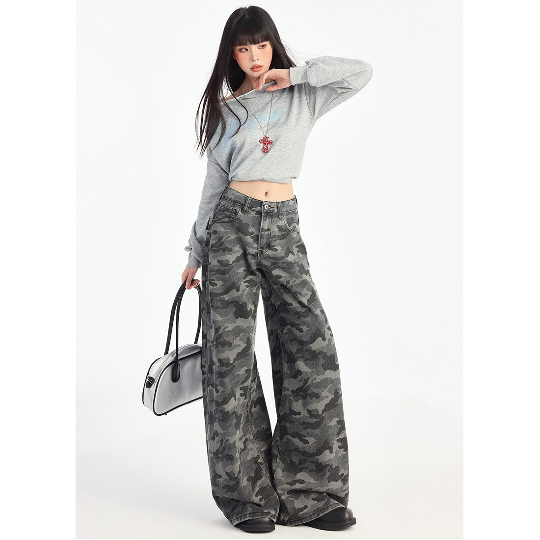 Camouflage Loose Straight Pants MW10162