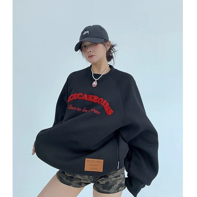 Embroidered Crew Neck Oversize Sweat OS2049