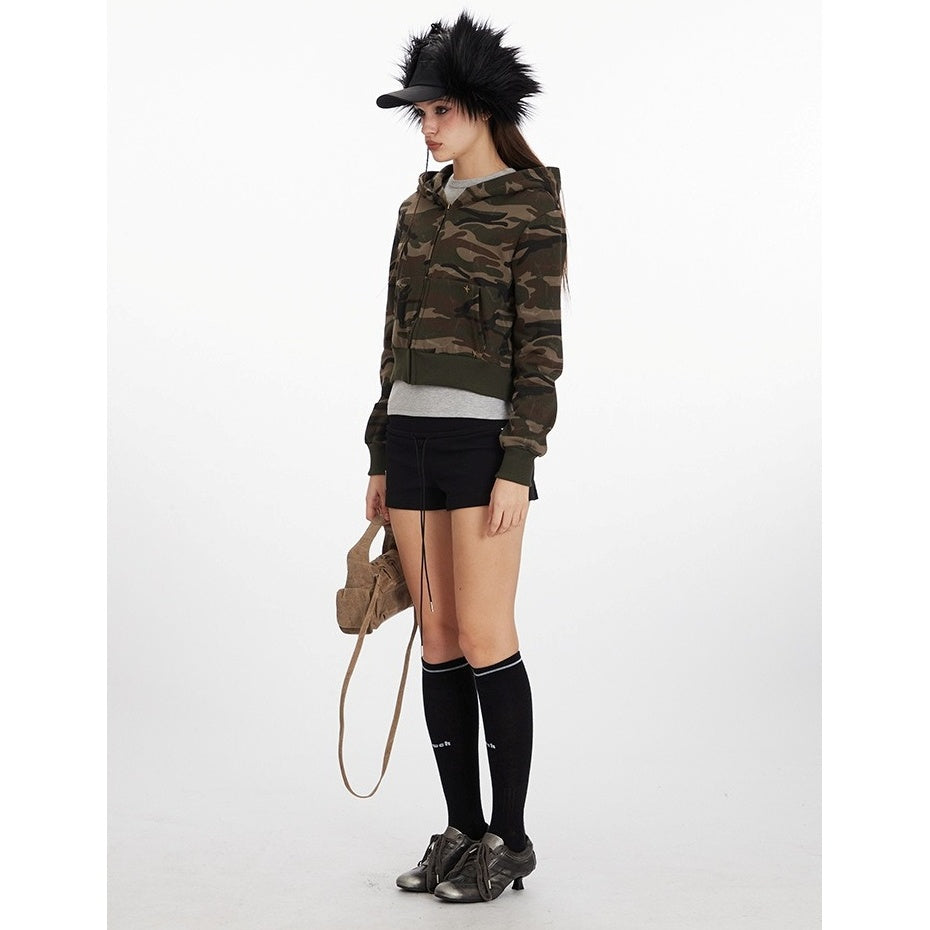 Camouflage Cropped Hooded Jacket NR7010