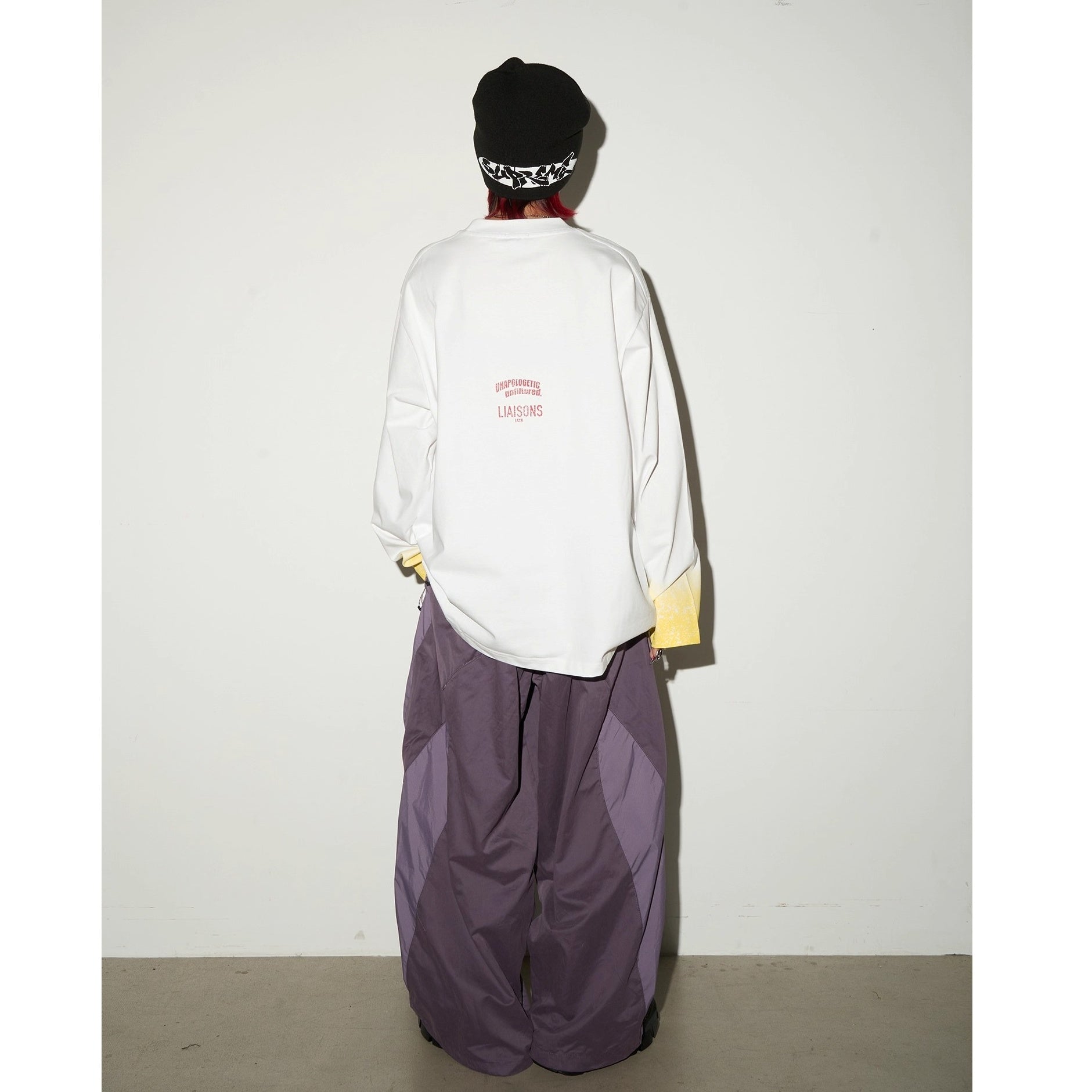 Gradient Washed Letter Print Long T-shirt MN9048