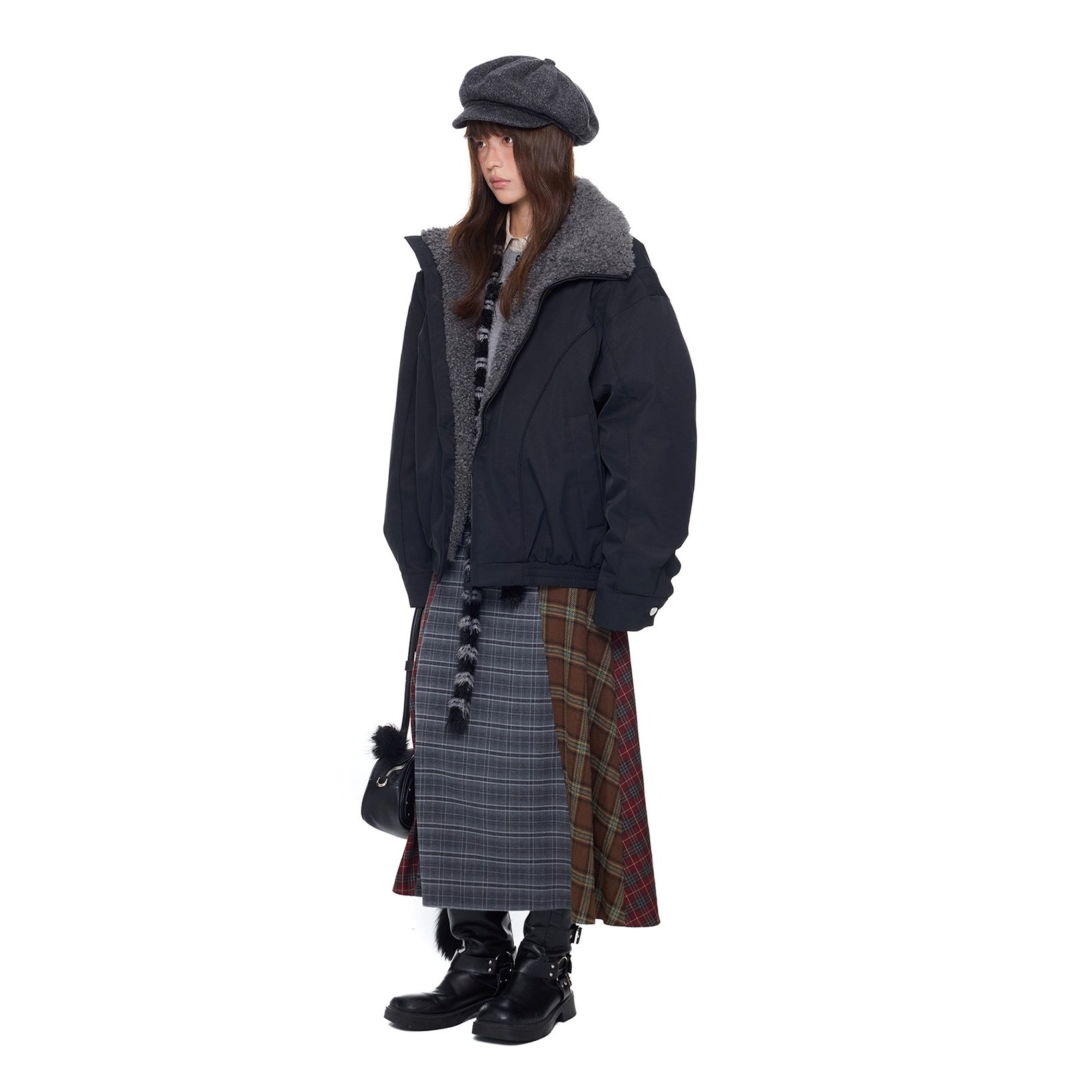 Furry Zip Simple Down Jacket EZ293