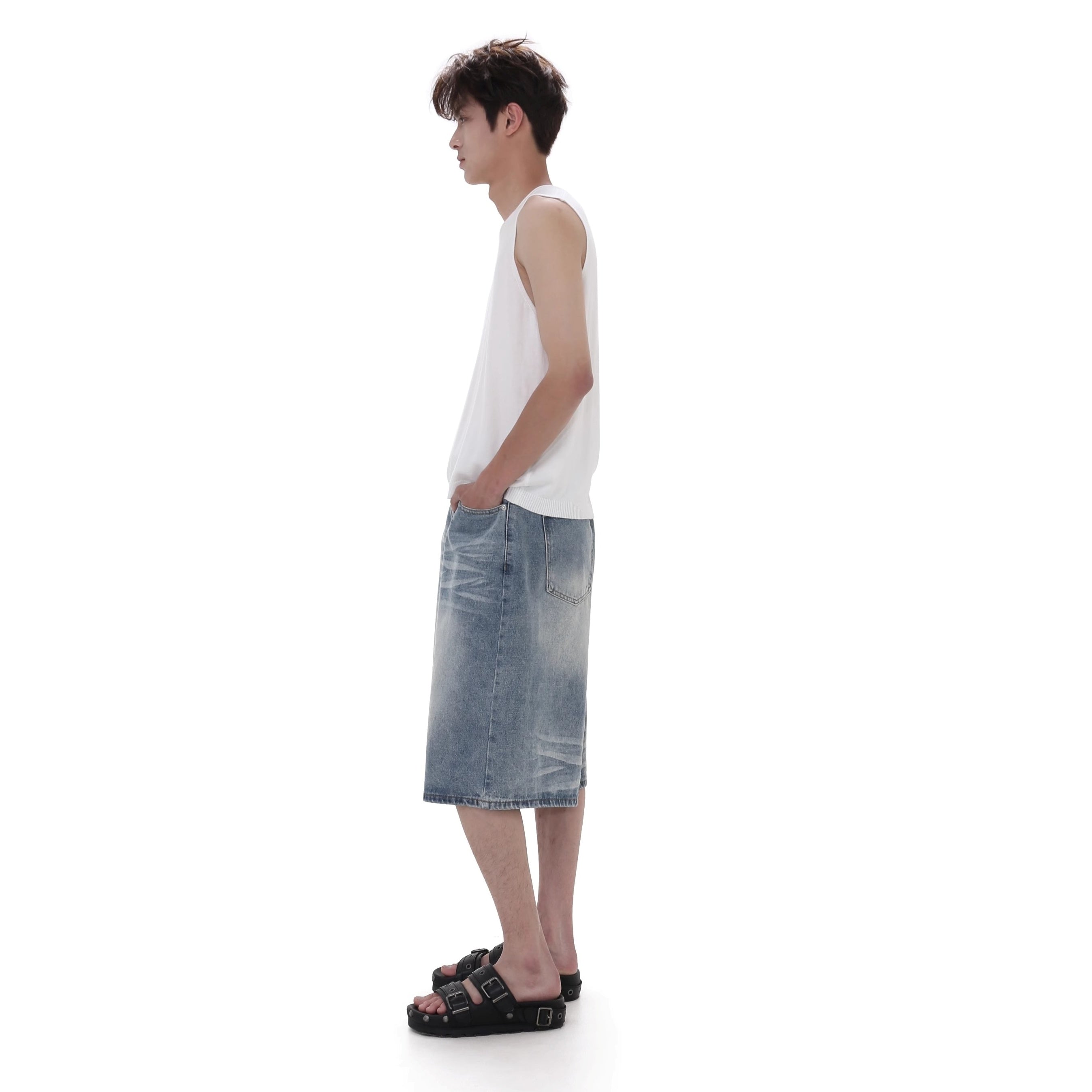 Classic Washed Cropped Denim Pants GB7029