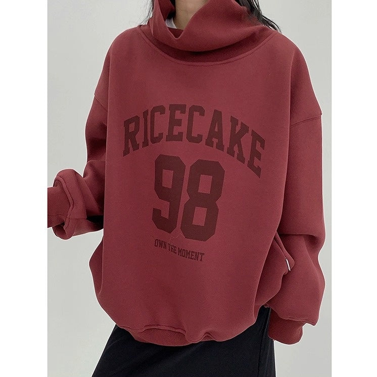 Turtleneck Number Logo Oversize Sweat OS2069