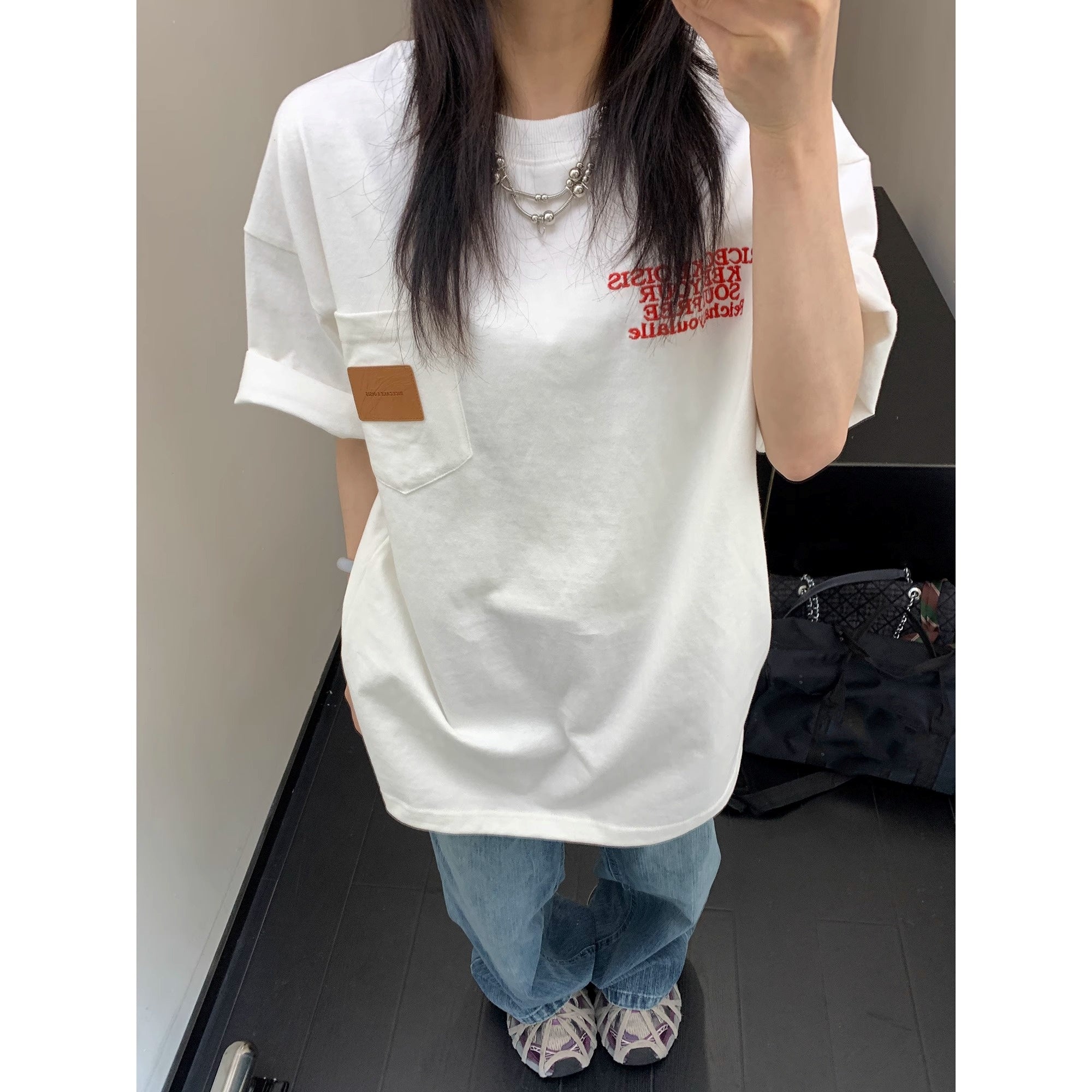 Embroidery & Print Pocket T-shirt OS2009