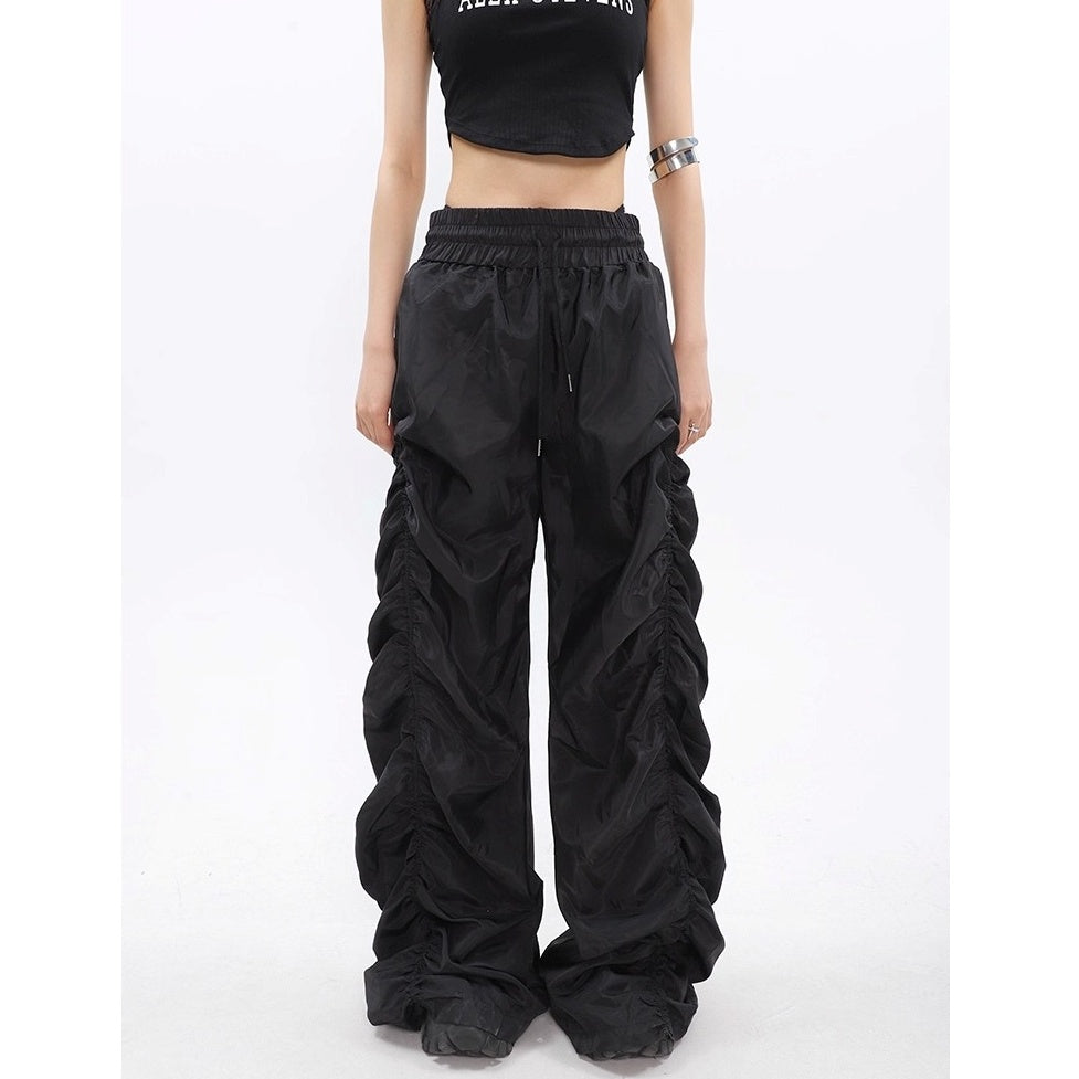 Side Gather High-waisted Loose Long Pants MW10256