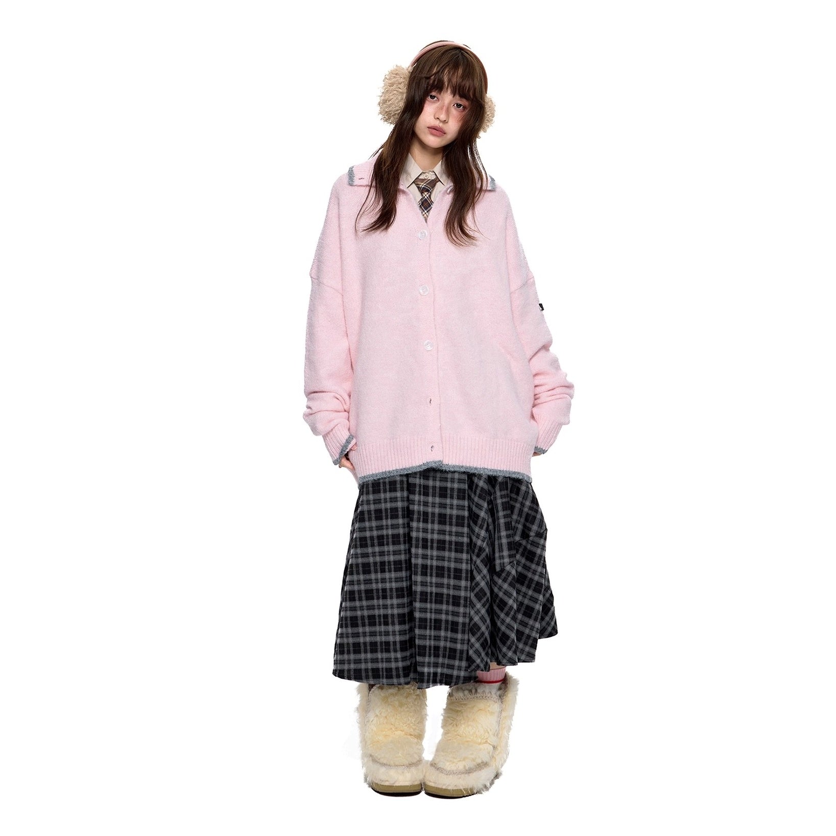 Puppy Embroidered Lapel Knit Cardigan EZ258