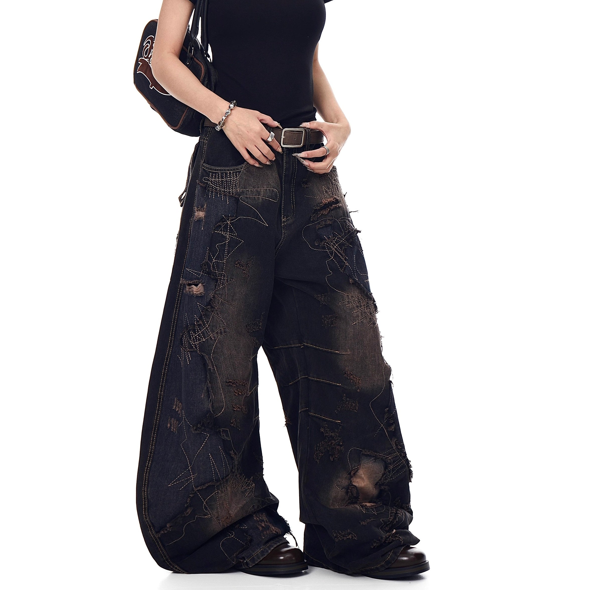 Raw Edge Deconstruction Scimitar Jeans BK7037