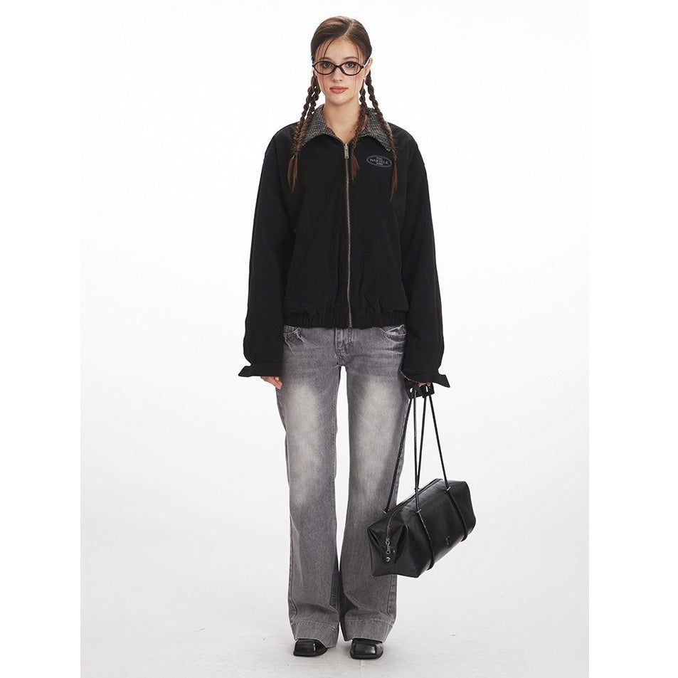 Reversible Contrast Plaid Zip Jacket NR7001