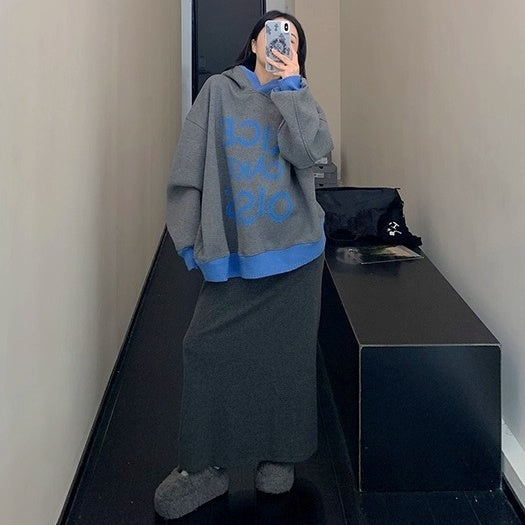 Lib Trim Design Contrast  Sweat Hoodie OS2060