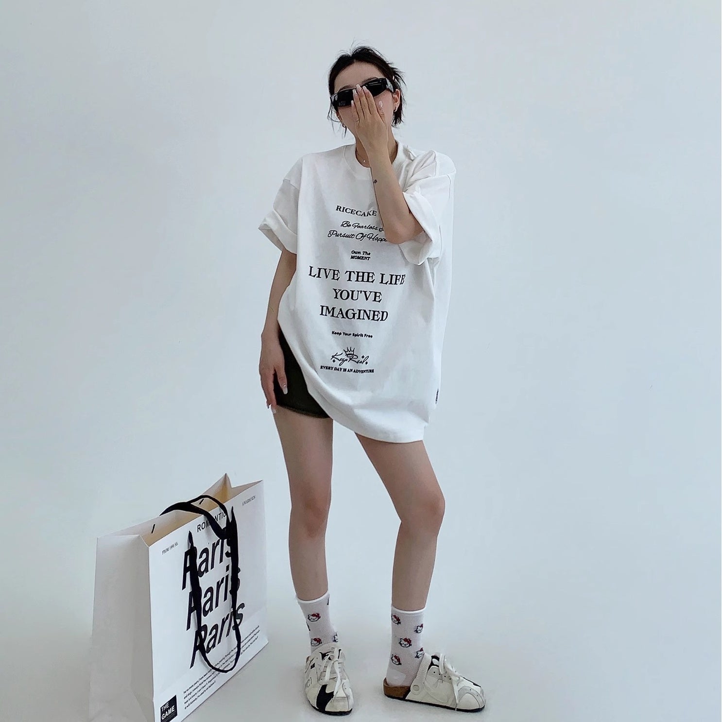 Simple Flock Print T-shirt MW10145