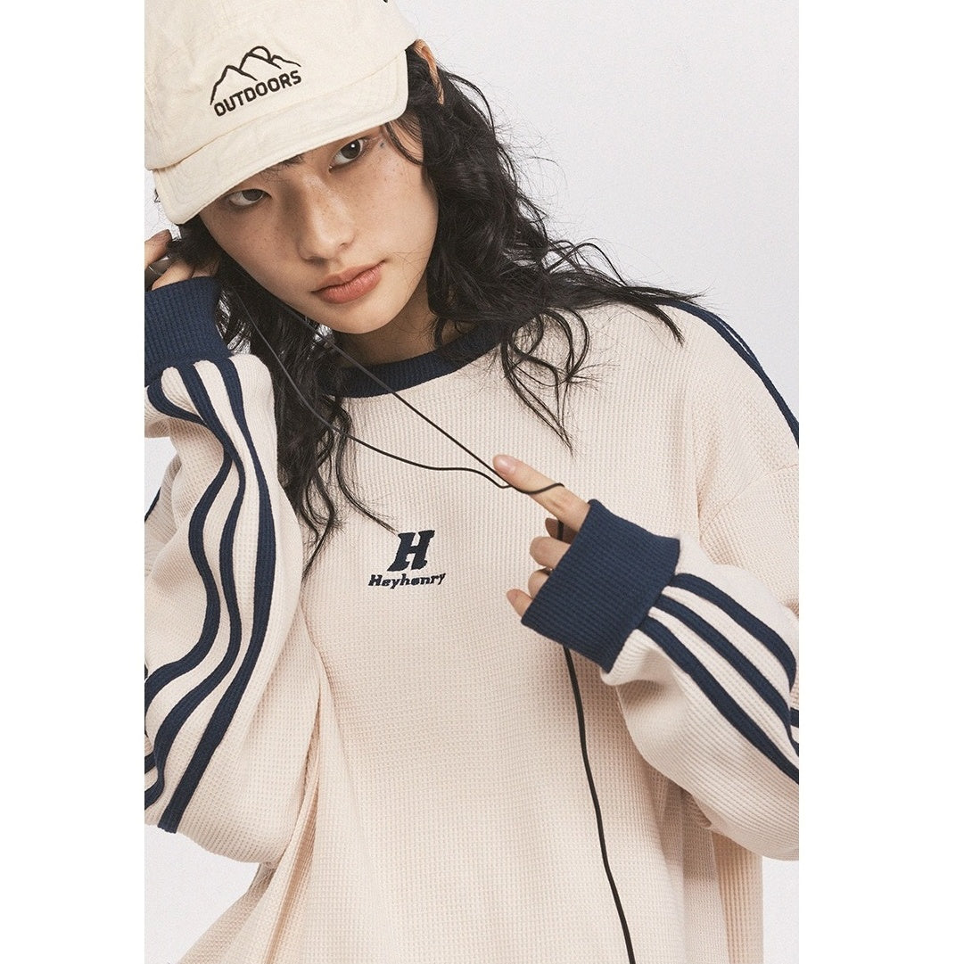 Line Sleeve Waffle Long Sleeve T-Shirt HH7001