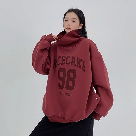 Turtleneck Number Logo Oversize Sweat OS2069