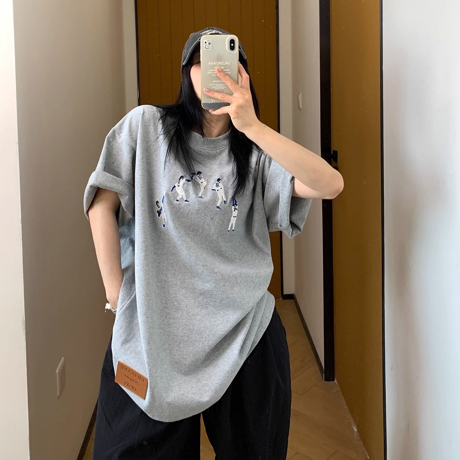 Baseball Embroidery Loose T-Shirt MW10139