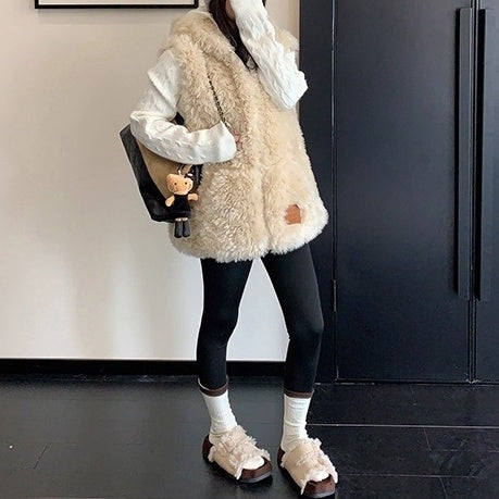 Fur Touch Loose Hooded Vest OS2063