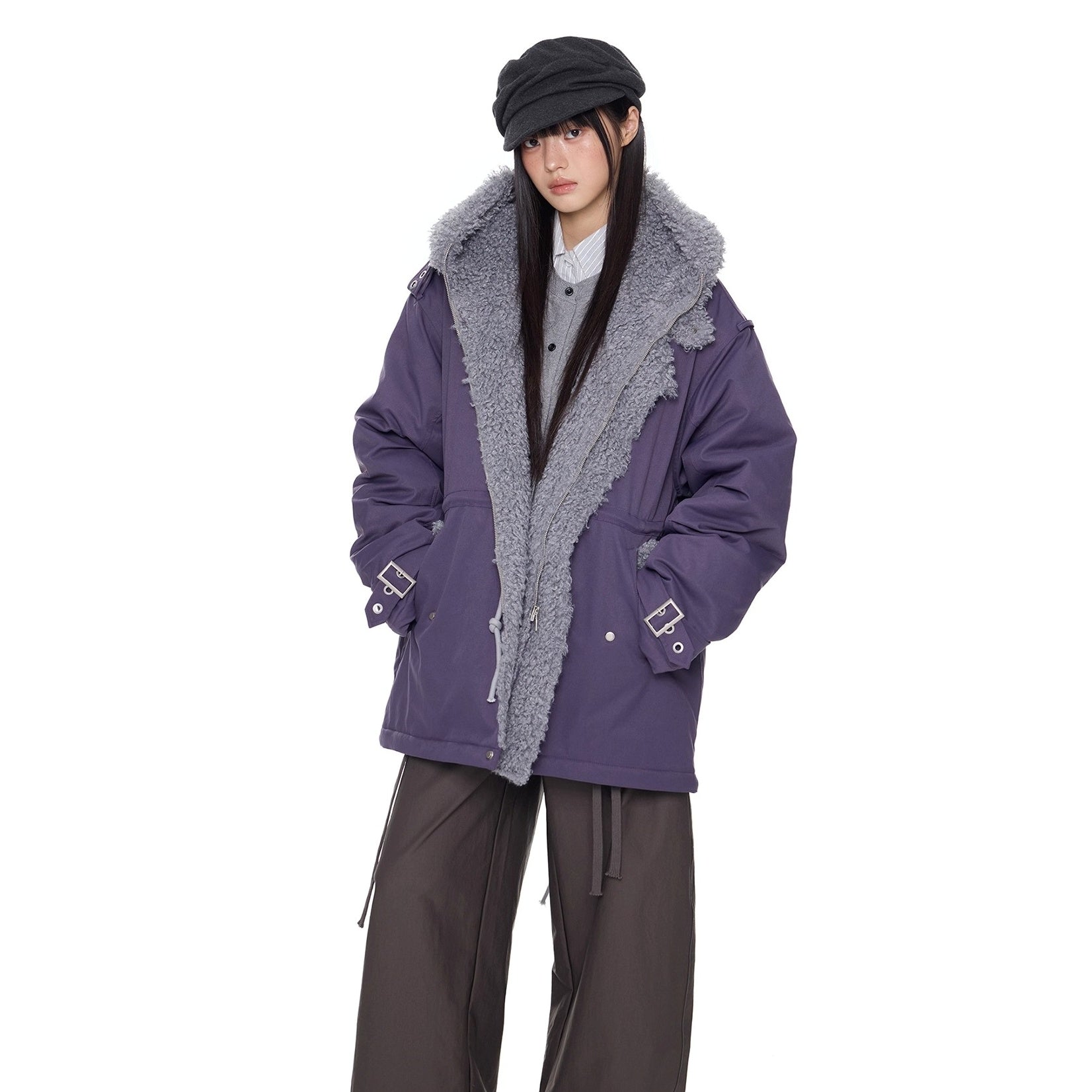 Furry Hooded Work Jacket EZ275