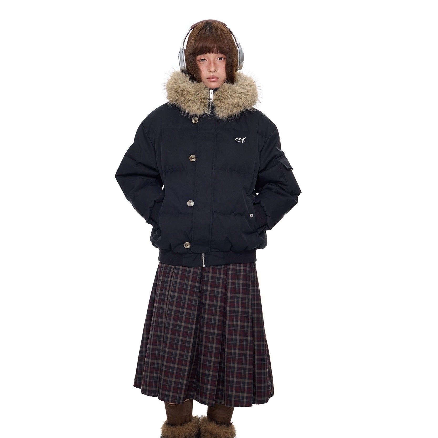 Large Fur Collar Hooded Down Jacket EZ301