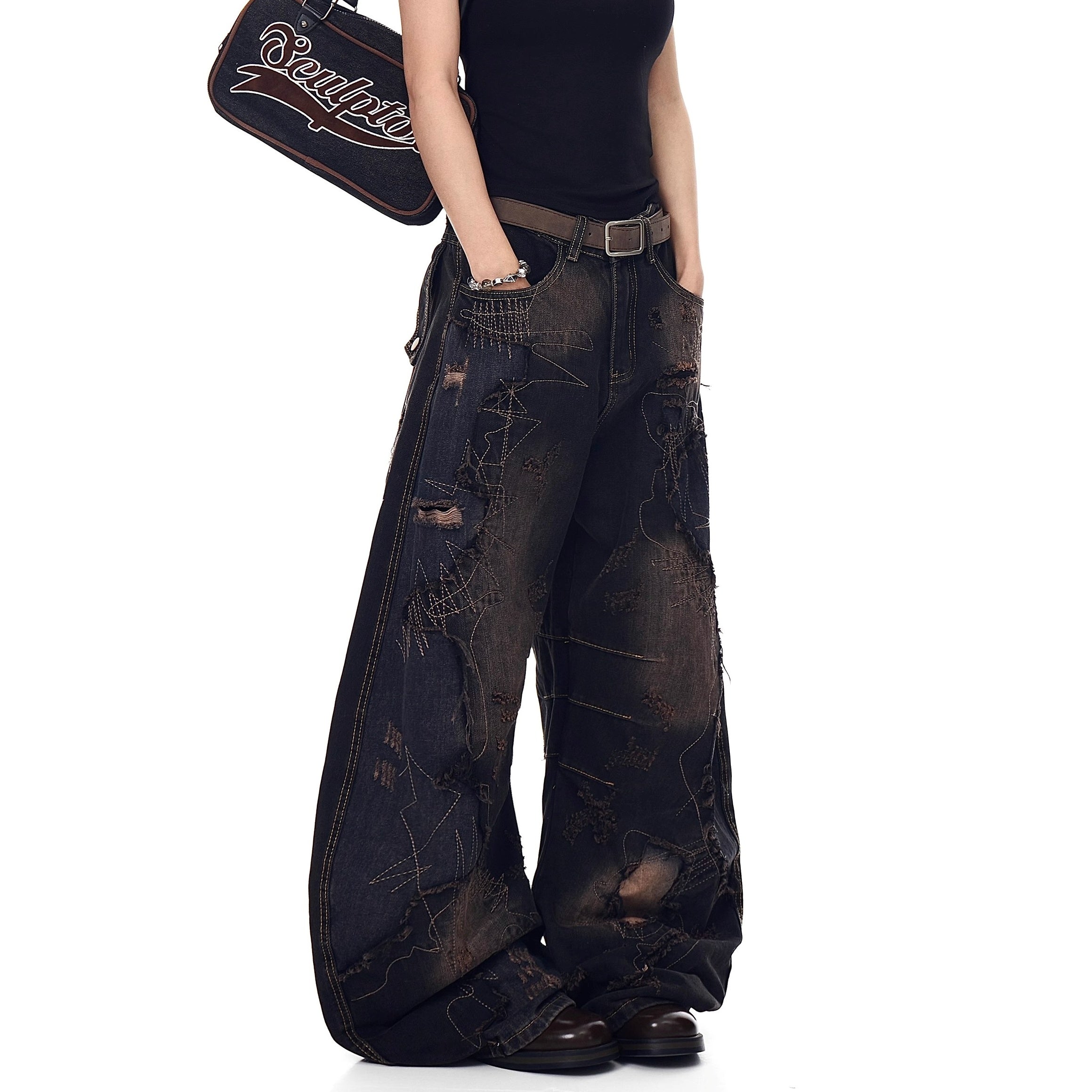 Raw Edge Deconstruction Scimitar Jeans BK7037