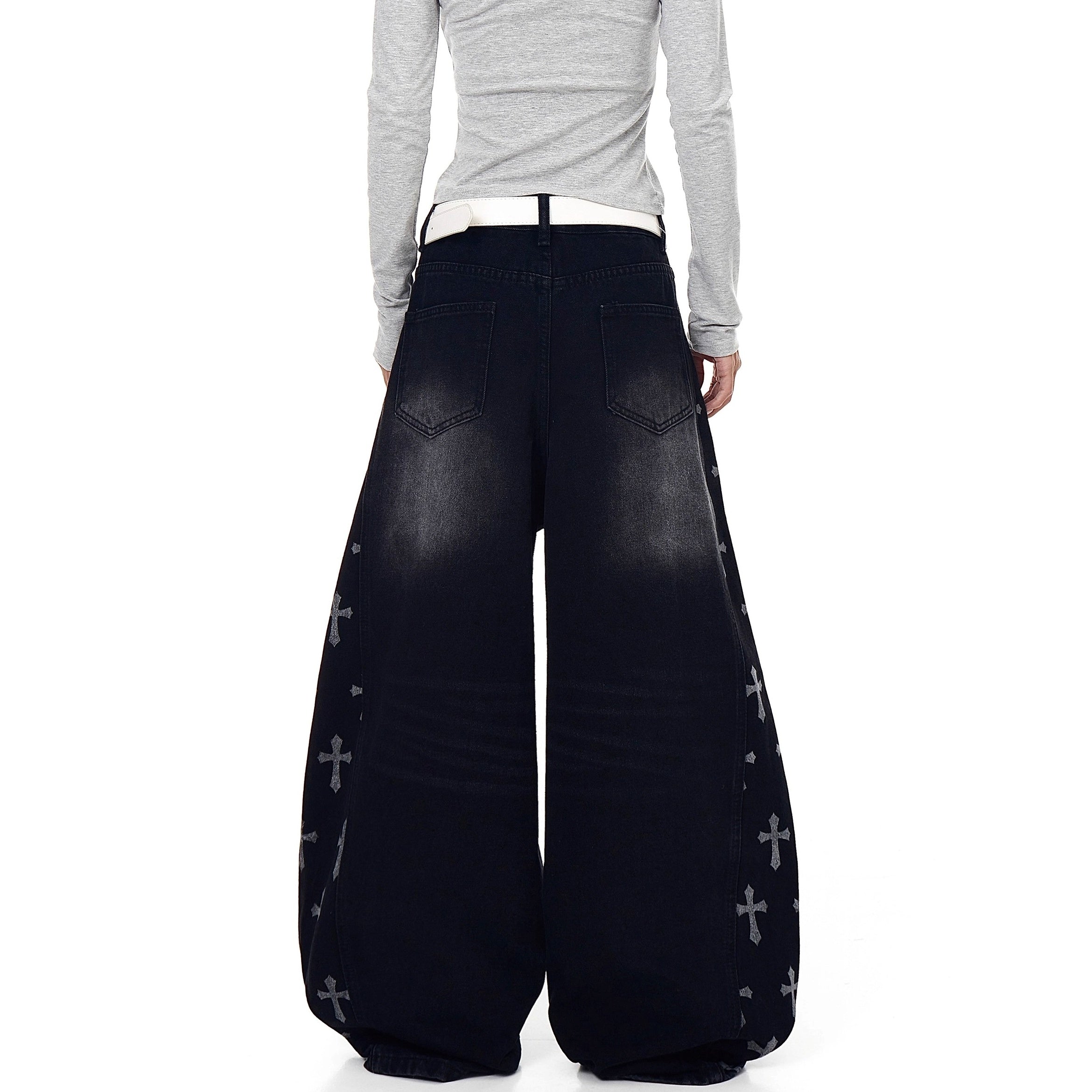 Vintage Cross Print Scimitar Jeans BK7032