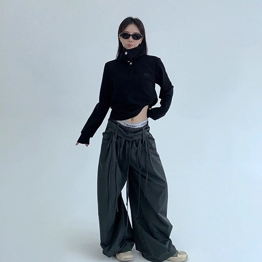 2Way High-Neck Slim Long Sleeve Cutsew OS2038